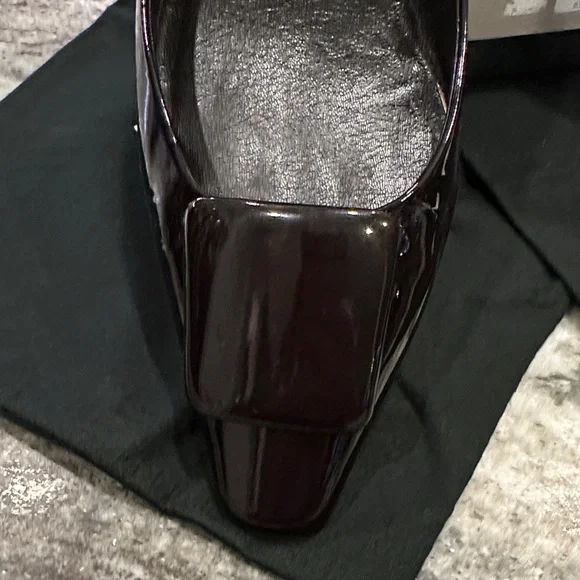 Vintage Jil Sander Burgundy Patent Leather Square-Toe Pumps – Size 8 – Italy - Picture 3 of 12